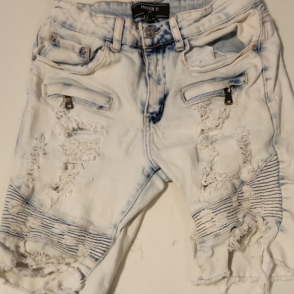 Forever 21 Light Wash Distressed Shorts